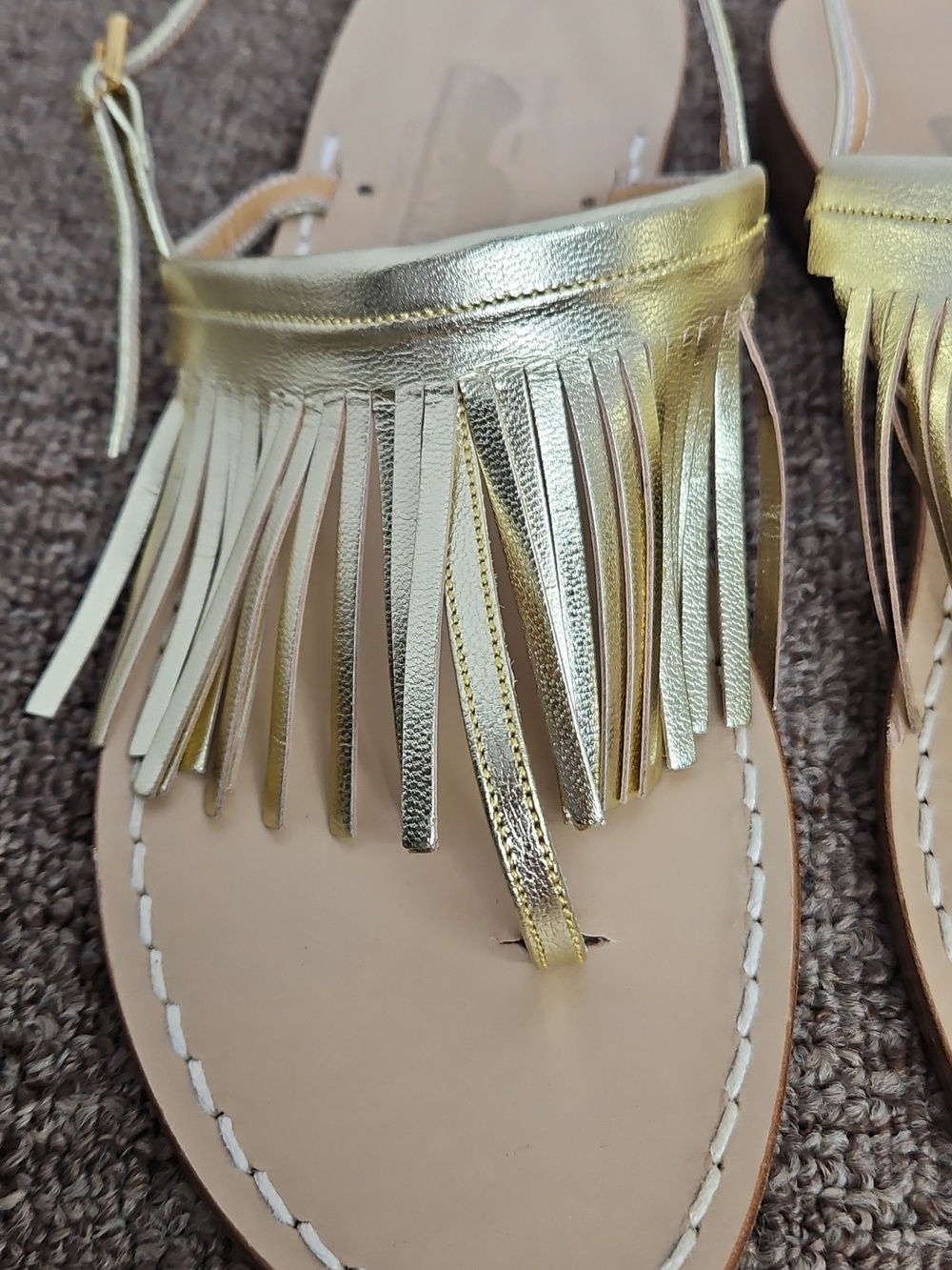 Amedeo Canfora Fringe Metallic Gold Luna Leather Sandals Made Italy Sz 10 Womens - Picture 3 of 6